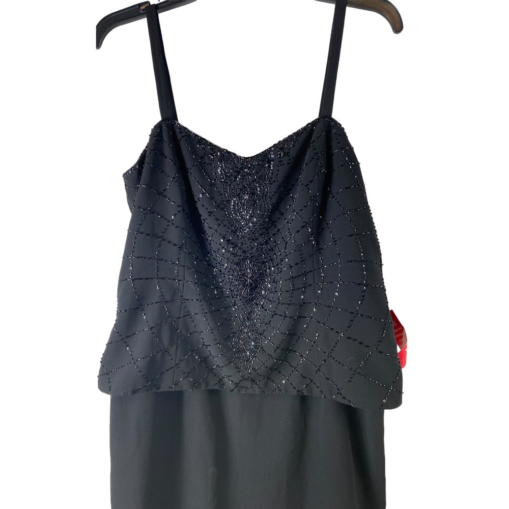 Karen Miller beaded sequin black formal gown dress nwt 12 black